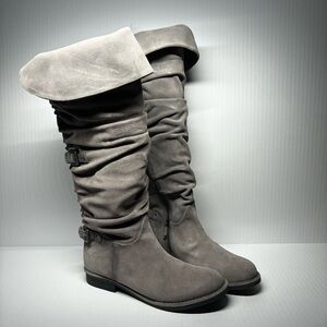B. Makowsky - Women's Gray Suede Knee-High Slouch Boots